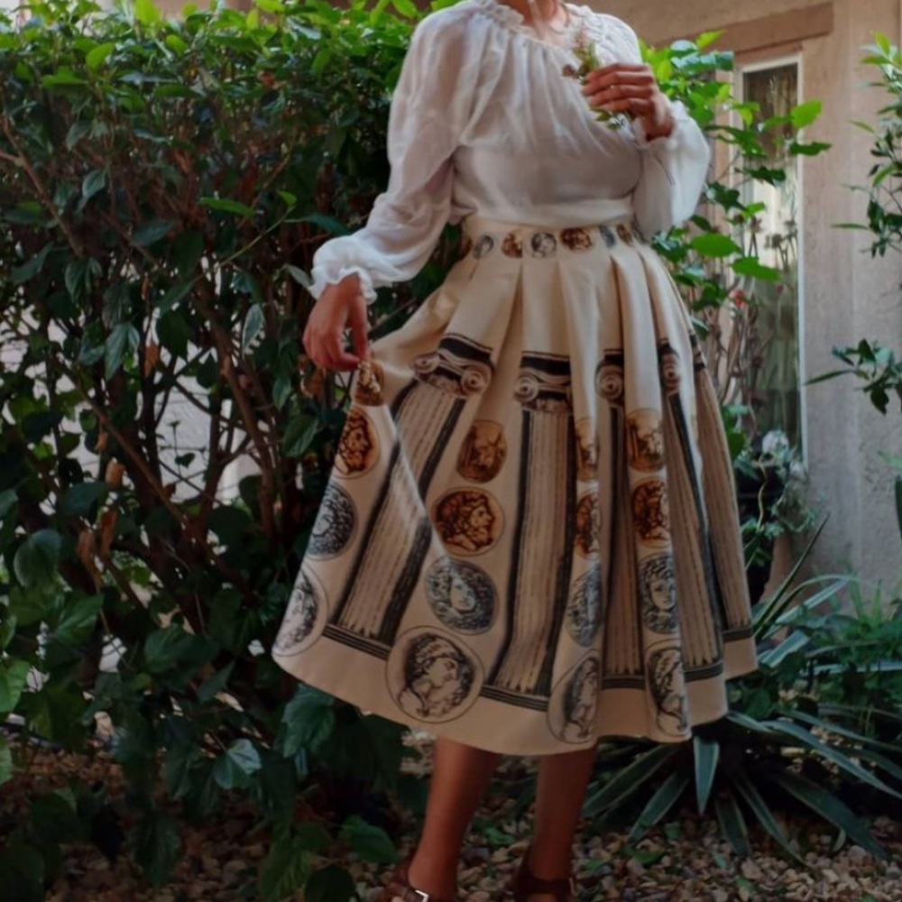 Vintage Greek Mythological Print Skirt